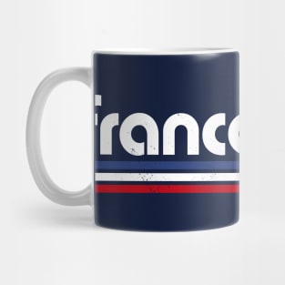 Retro France Football // Vintage Grunge French Pride Word Art Mug
